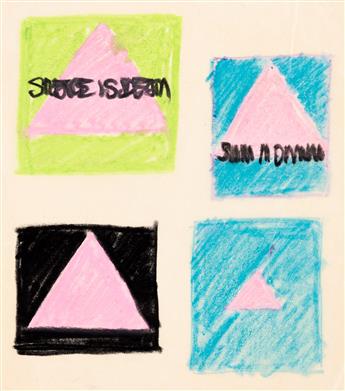 OLIVER JOHNSTON (1952-1990) Original colored sketches for Silence=Death